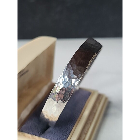 925 Sterling Silver Hammered Bangle Bracelet Vintage, READ Description - Picture 3 of 10